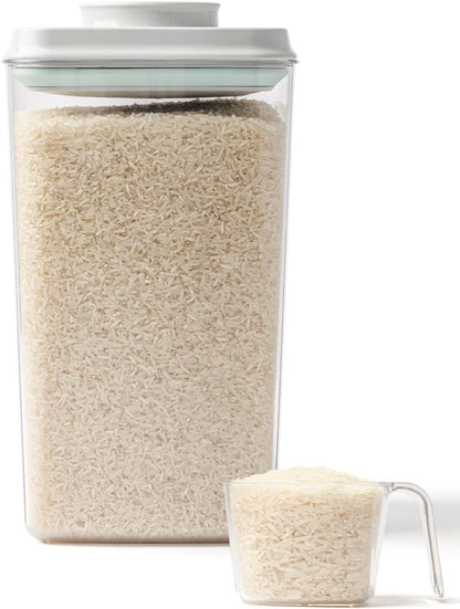 Airtight Food Storage Containers, 4-Piece Set, 1.3-3.5 Qt, Pop-Top Lids | Clear Stackable Pantry Jars for Flour, Sugar, Cereal, Oats, Pasta, Snacks, Baking Ingredients and Small Kitchen Organization