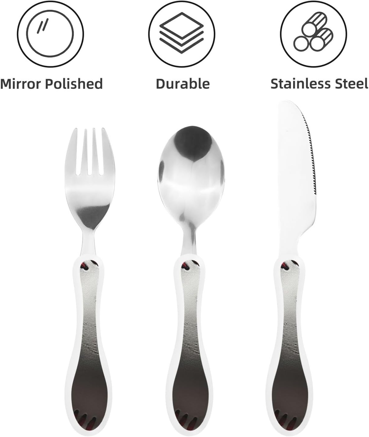 3-Piece Kids Silverware Set With Storage Case, Stainless Steel Reusable Children Safe Knife Spoon Fork Set Blue Lotus Floral Children Flatware Set For Kids Lunch Box