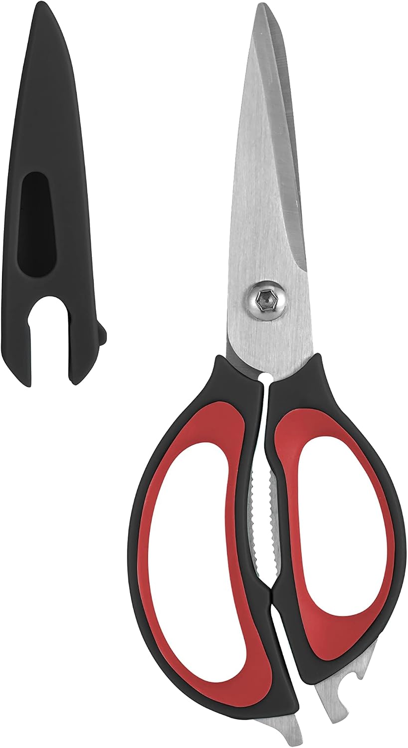 Farberware 4-in-1 Kitchen Scissors, High Carbon Stainless Steel, Black