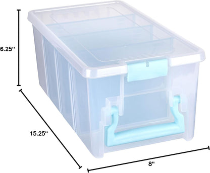ArtBin Semi Satchel Portable Craft Organizer with 3 Dividers - Clear Plastic Storage Case for Art & Craft Supplies
