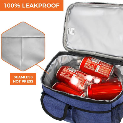opux Insulated Lunch Bag for Men Women, Leakproof Black Lunch Box for Work, Portable Soft Lunch Cooler Bag with Shoulder Strap, Adult Lunchbox Lunch Pail for Kid Boy Girl School, 14 Can/8L