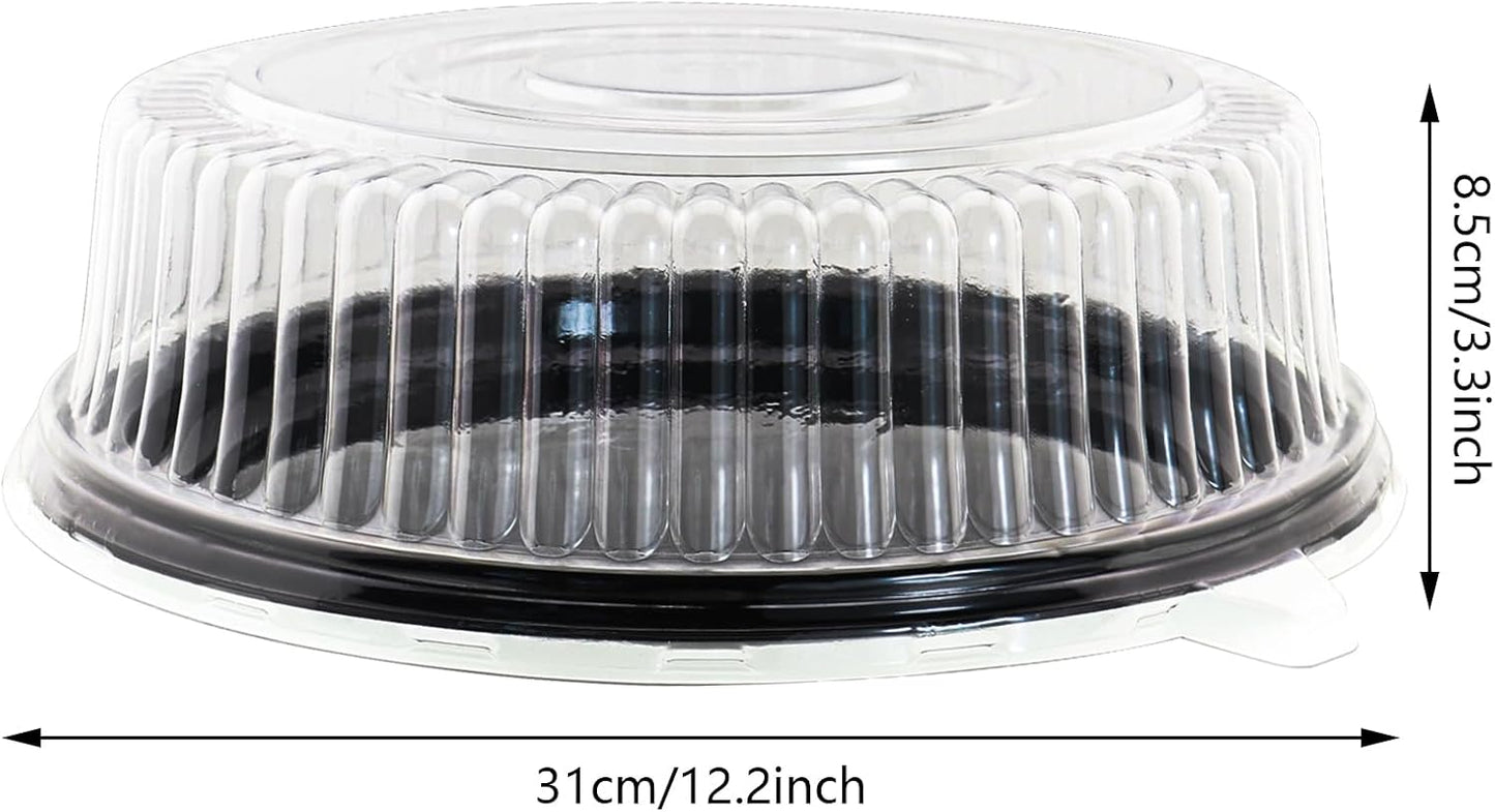 5Pcs12 Inch Cake Containers with Lid -Plastic Disposable Clear Cake Container Dome and Black Base Carry & Display Storage Box (5)