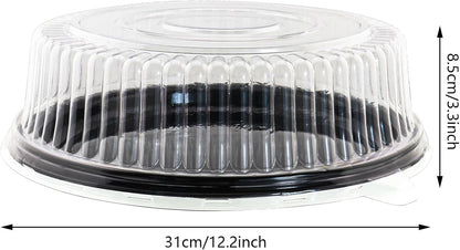 5Pcs12 Inch Cake Containers with Lid -Plastic Disposable Clear Cake Container Dome and Black Base Carry & Display Storage Box (5)