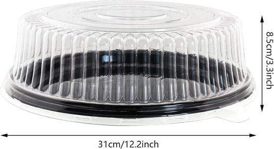 5Pcs12 Inch Cake Containers with Lid -Plastic Disposable Clear Cake Container Dome and Black Base Carry & Display Storage Box (5)