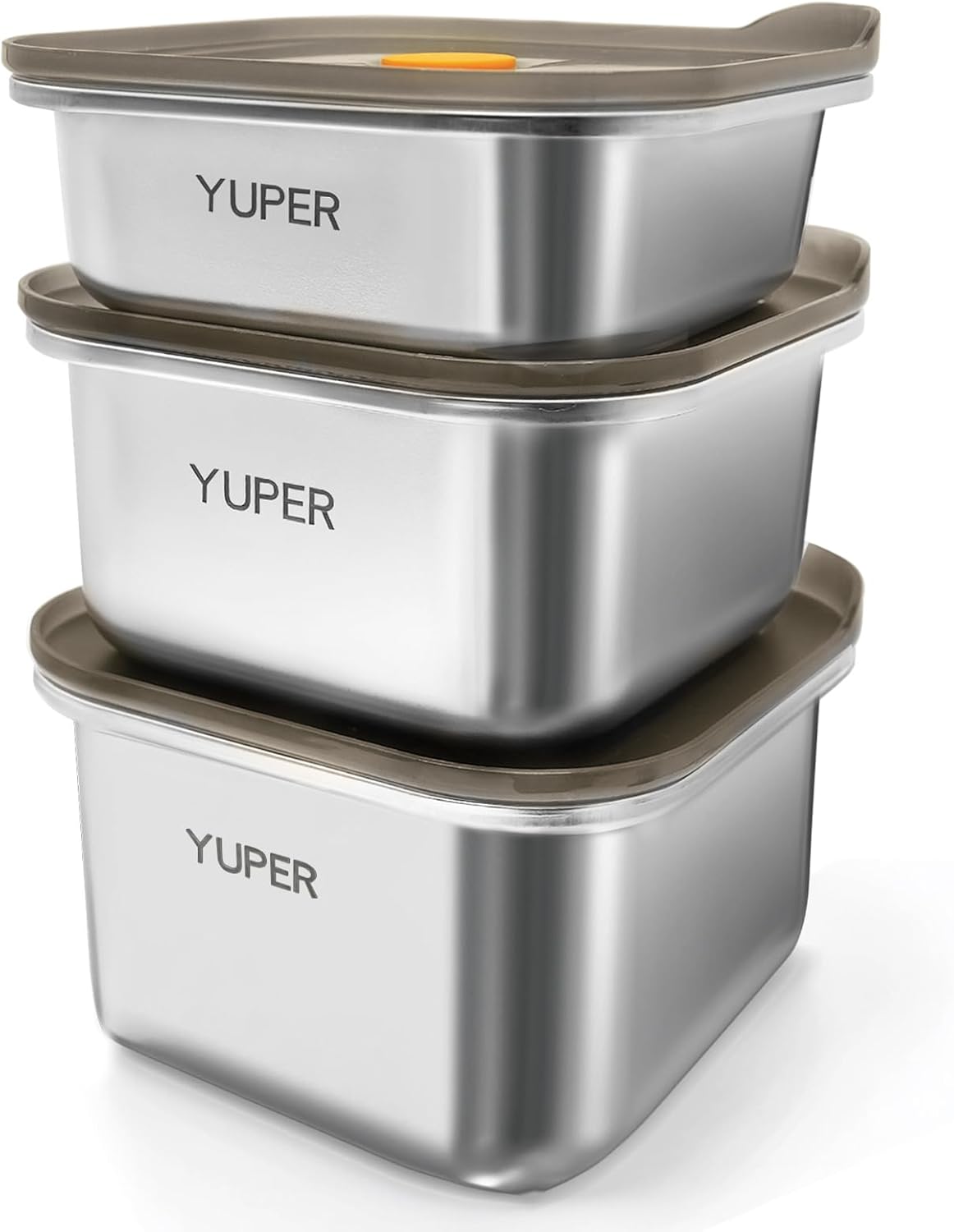 YUPER Stainless Steel Food Storage Containers, Large Meal Prep Container Sets with Lids, BPA Free, Leak Proof & Airtight, Microwave, Dishwasher, Fridge, Freezer & Oven Safe, 3 Pack (84+125+162OZ)