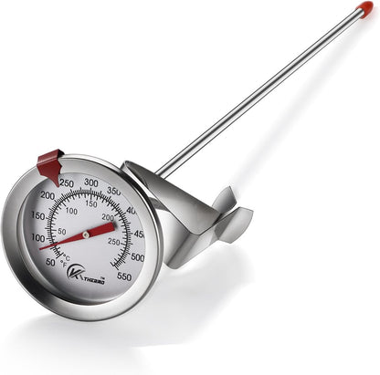 KT THERMO Candy/Deep Fry Thermometer with Instant Read,Dial Thermometer,12" Stainless Steel Stem Meat Cooking Thermometer,Best for Turkey,BBQ,Grill,Analog display