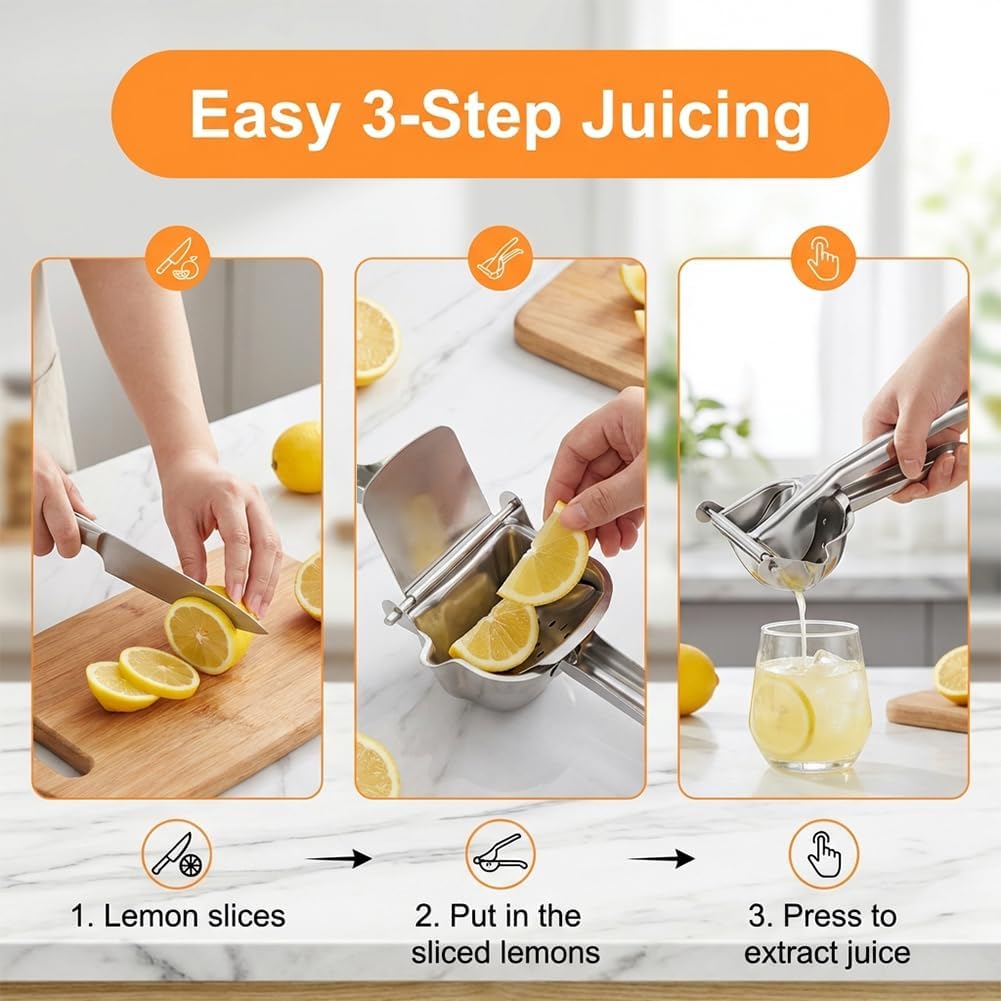 Heavy Duty Lemon Squeezer, Aluminum Alloy Hand Press Citrus Juicer