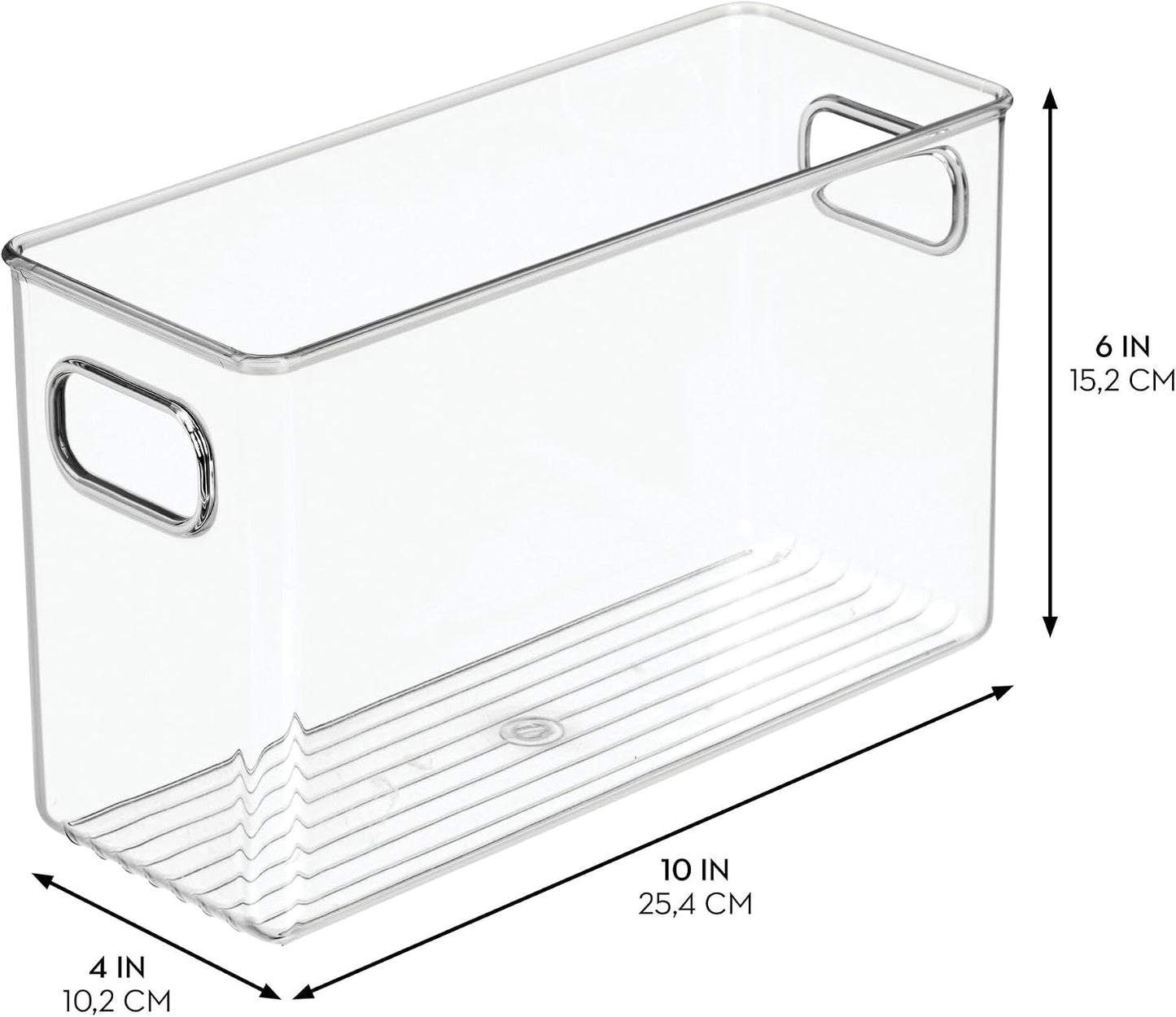 iDesign Slim Clear Plastic Storage Bin, Tall Narrow Organizer for Kitchen, Fridge, or Pantry, 4-Pack
