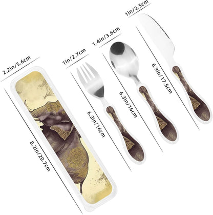 3-Piece Kids Silverware Set With Storage Case, Stainless Steel Reusable Children Safe Knife Spoon Fork Set Cartoon Cute Penguin Children Flatware Set For Kids Lunch Box