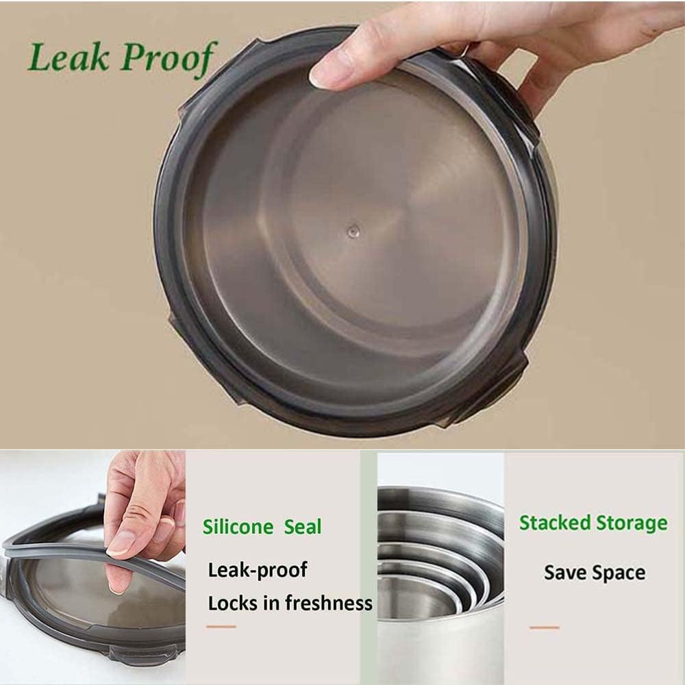 Stainless Steel Food Containers with Lids, Set of 5 Meal Prep Container Reusable Metal Food Storage Bento Lunch Box for Kitchen Picnic, BPA Free,67oz,118oz)