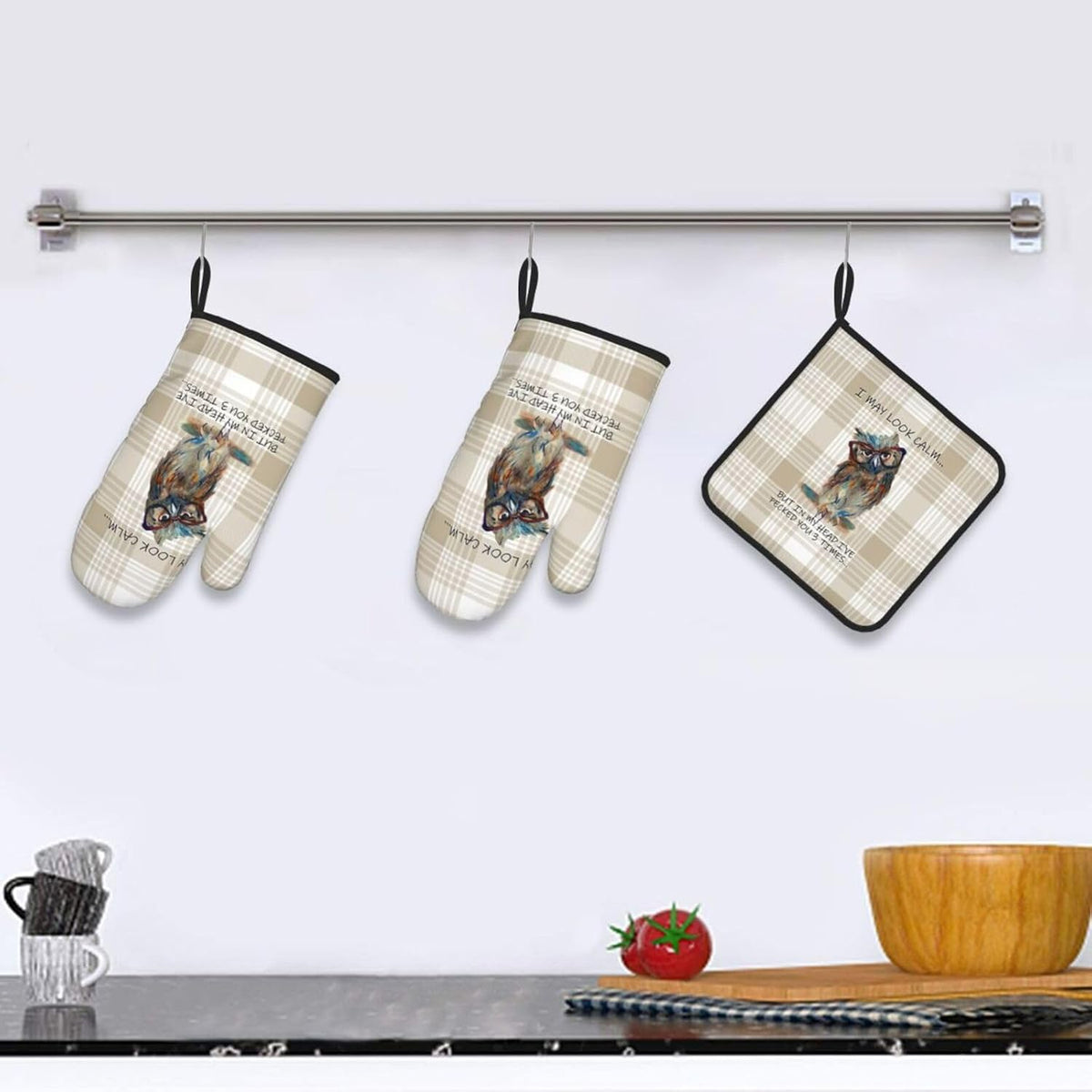 Boho Floral Oven Mitts and Pot Holders Sets of 3, Cute Baker Stuff