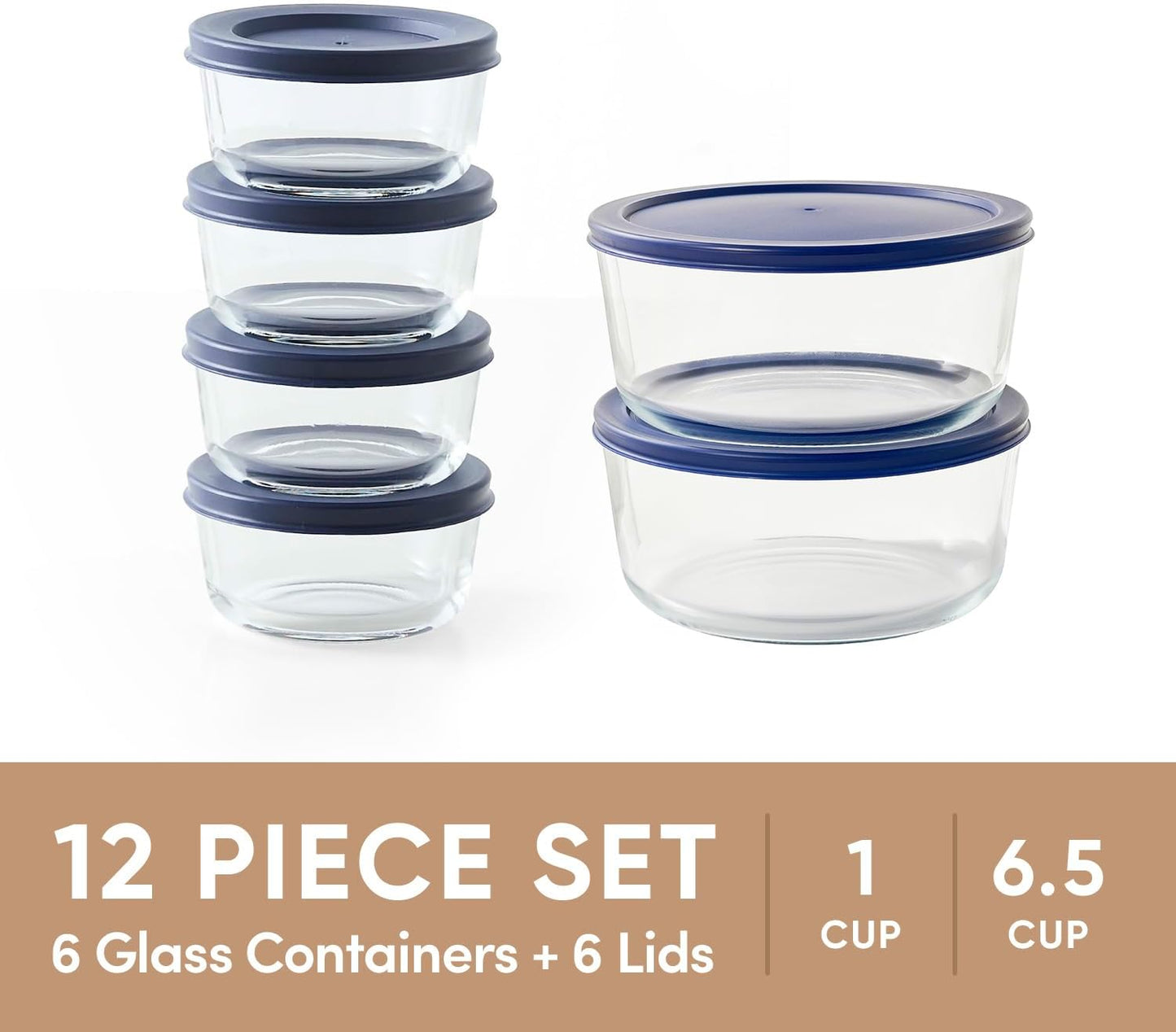 6-Piece Glass Food Storage Containers Set (3 Containers + 3 BPA-Free Lids) | 2-Cup, Leakproof | Microwave, Freezer, Oven & Dishwasher Safe | Ideal for Meal Prep & Pantry Organization, Pistachio