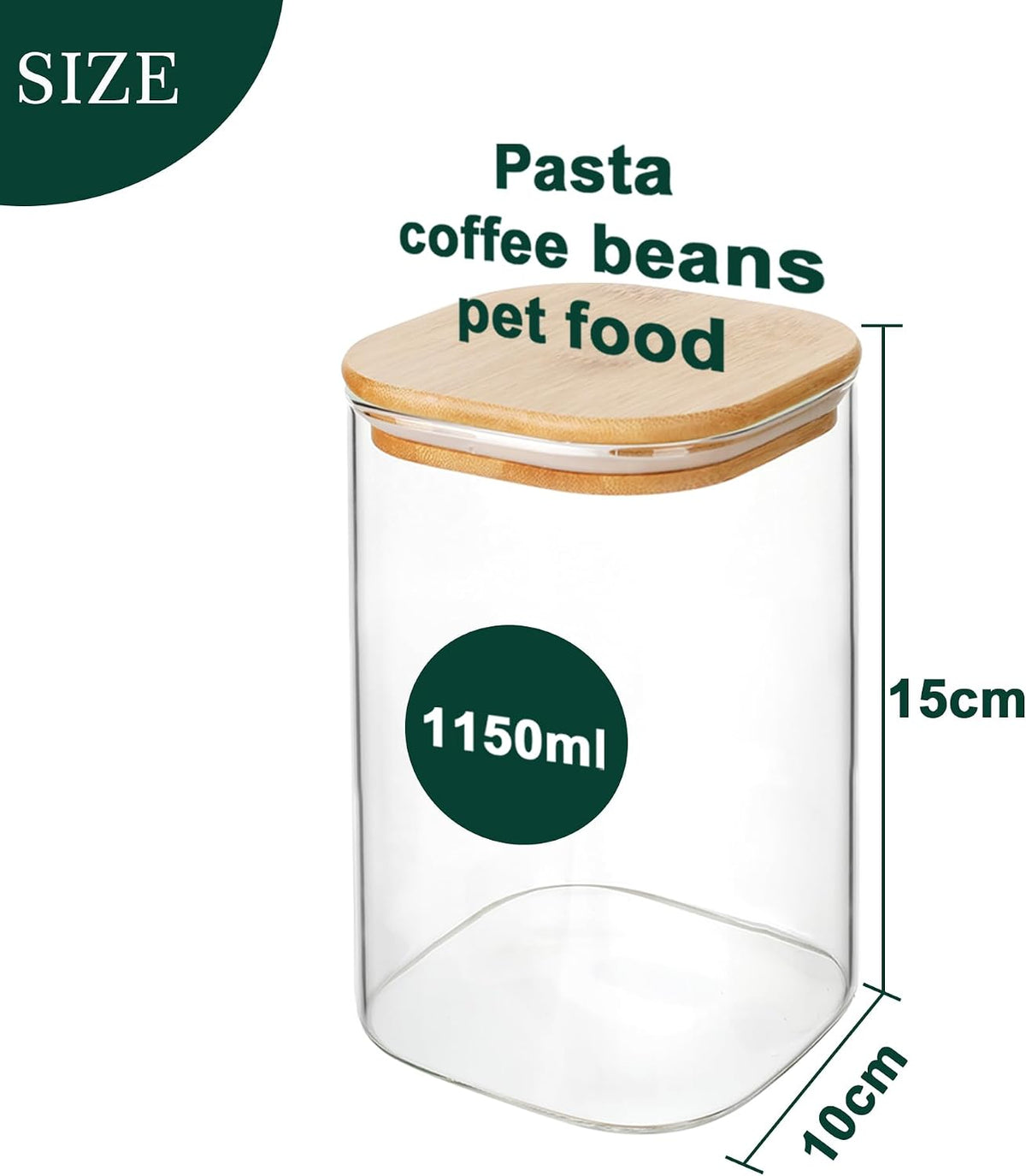 LIBWYS 12-Pack Square Glass Storage Jars with Bamboo Lids (0.6Qt/1.06Qt) - Stackable Food Containers for Pantry Organization, Coffee, Flour, Snacks, Tea | Kitchen Canisters Set