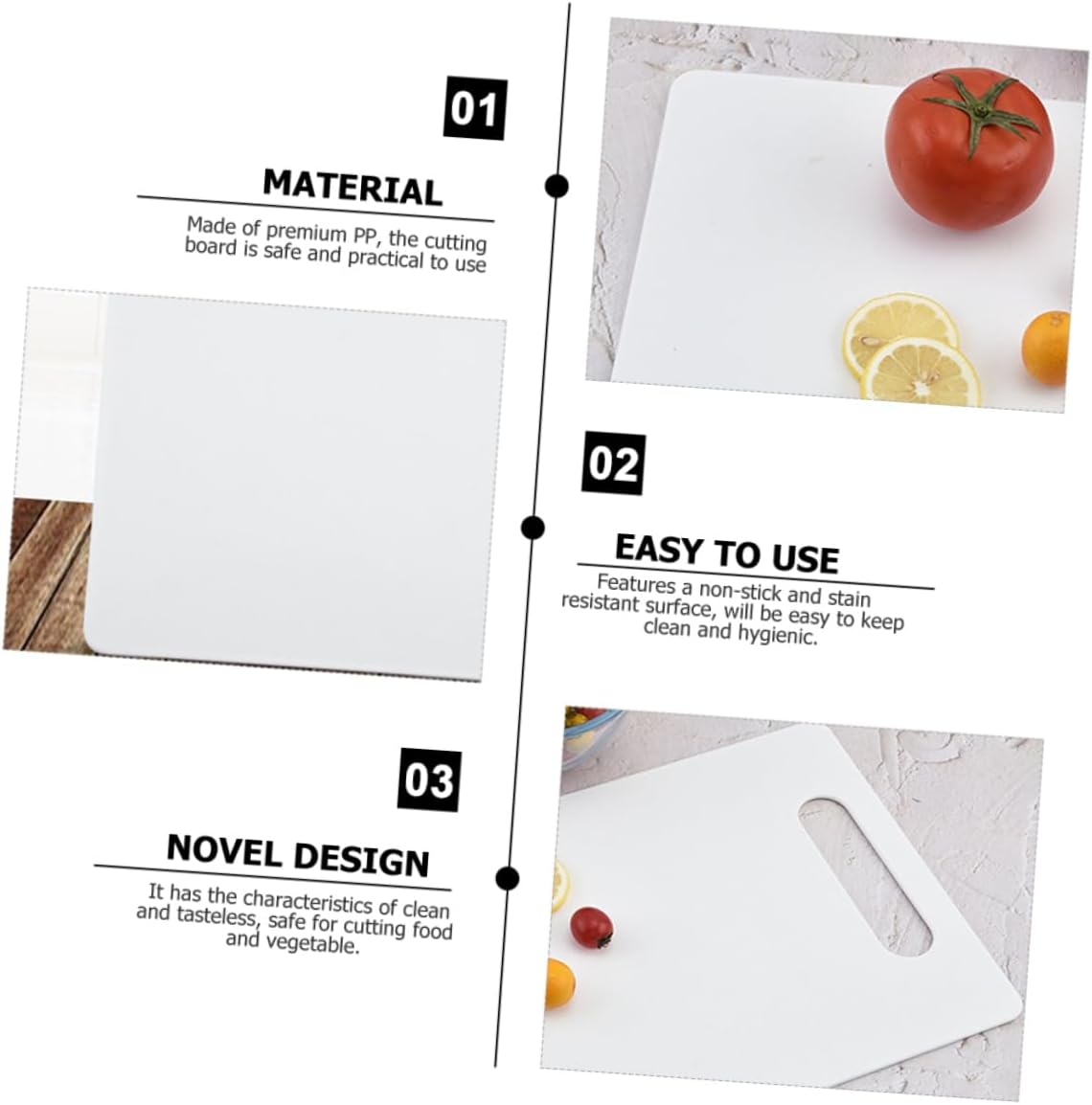 Healifty Plastic Cutting Board Mat Non Slip Chopping Board for Kitchen Easy to Clean for Fruits Meat Vegetables and Fish Food Design for Home Restaurant and Hotel Use
