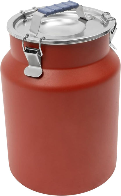Sealed Rice Storage Container, 12L/3gal Stainless Steel Kitchen Food Storage Bin with Lids Locking Clamp, Airtight Canisters Container for Flour Rice Cereal Grain Coffee Bean (Red)