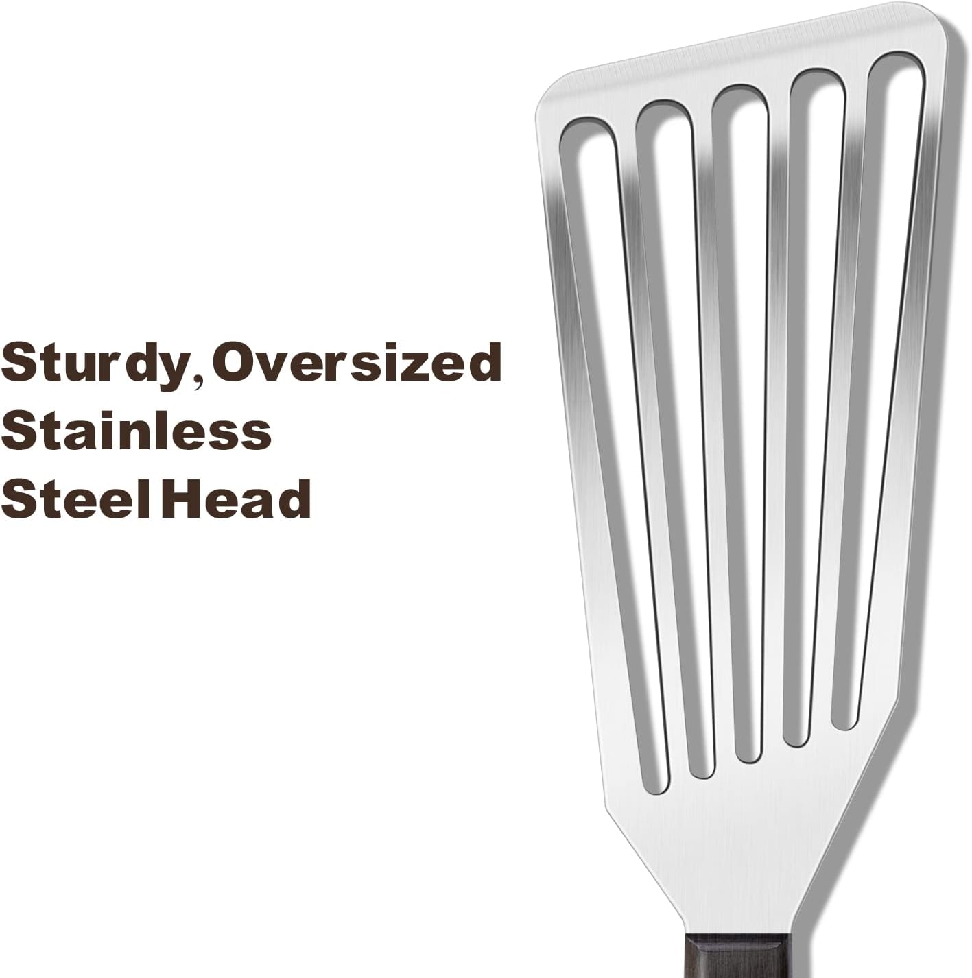Rainspire Fish Spatula Stainless Steel Slotted Turner with Sloped Head Design for Flipping Delicate Food, Egg, Patties, Fries