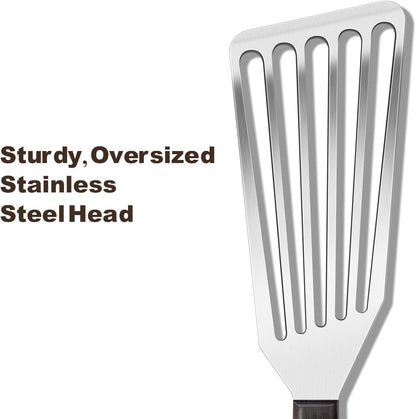 Rainspire Fish Spatula Stainless Steel Slotted Turner with Sloped Head Design for Flipping Delicate Food, Egg, Patties, Fries