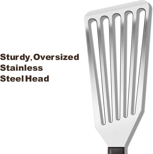 Rainspire Fish Spatula Stainless Steel Slotted Turner with Sloped Head Design for Flipping Delicate Food, Egg, Patties, Fries