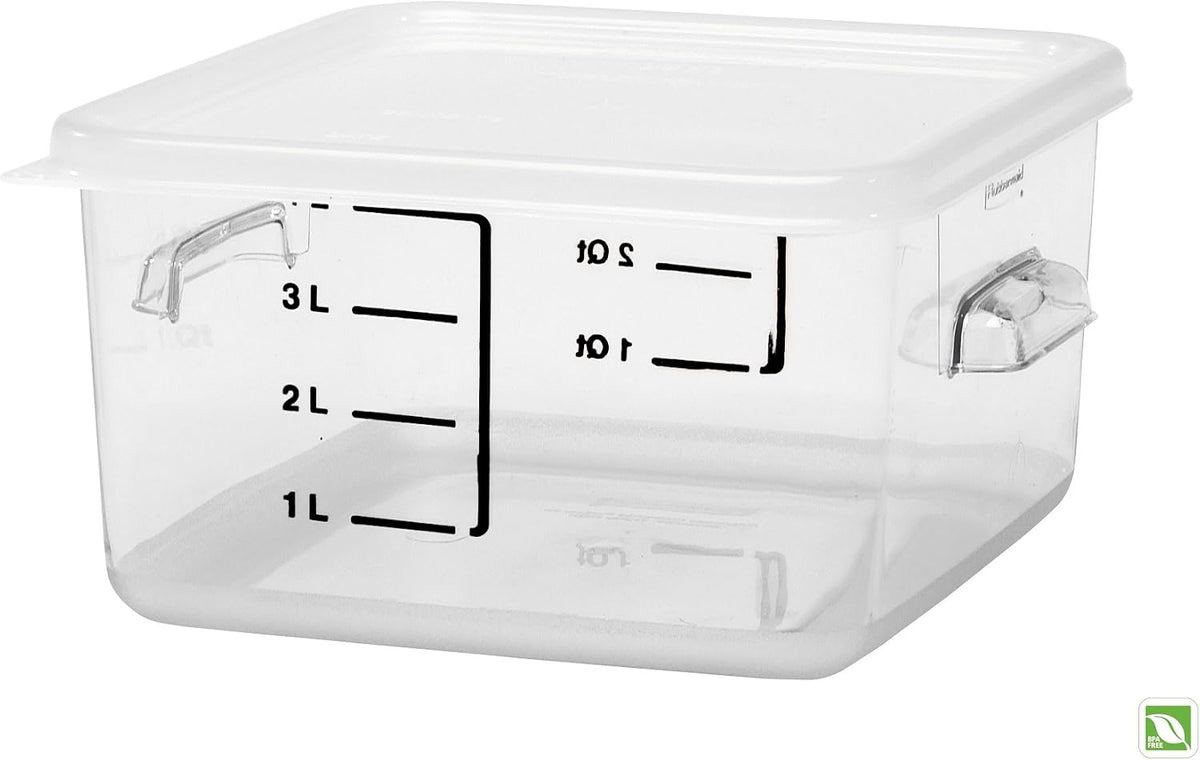 Rubbermaid Commercial Products Space Saving Square Food Storage Container 6 Quart Clear for Kitchen/Sous Vide/Meal Prep