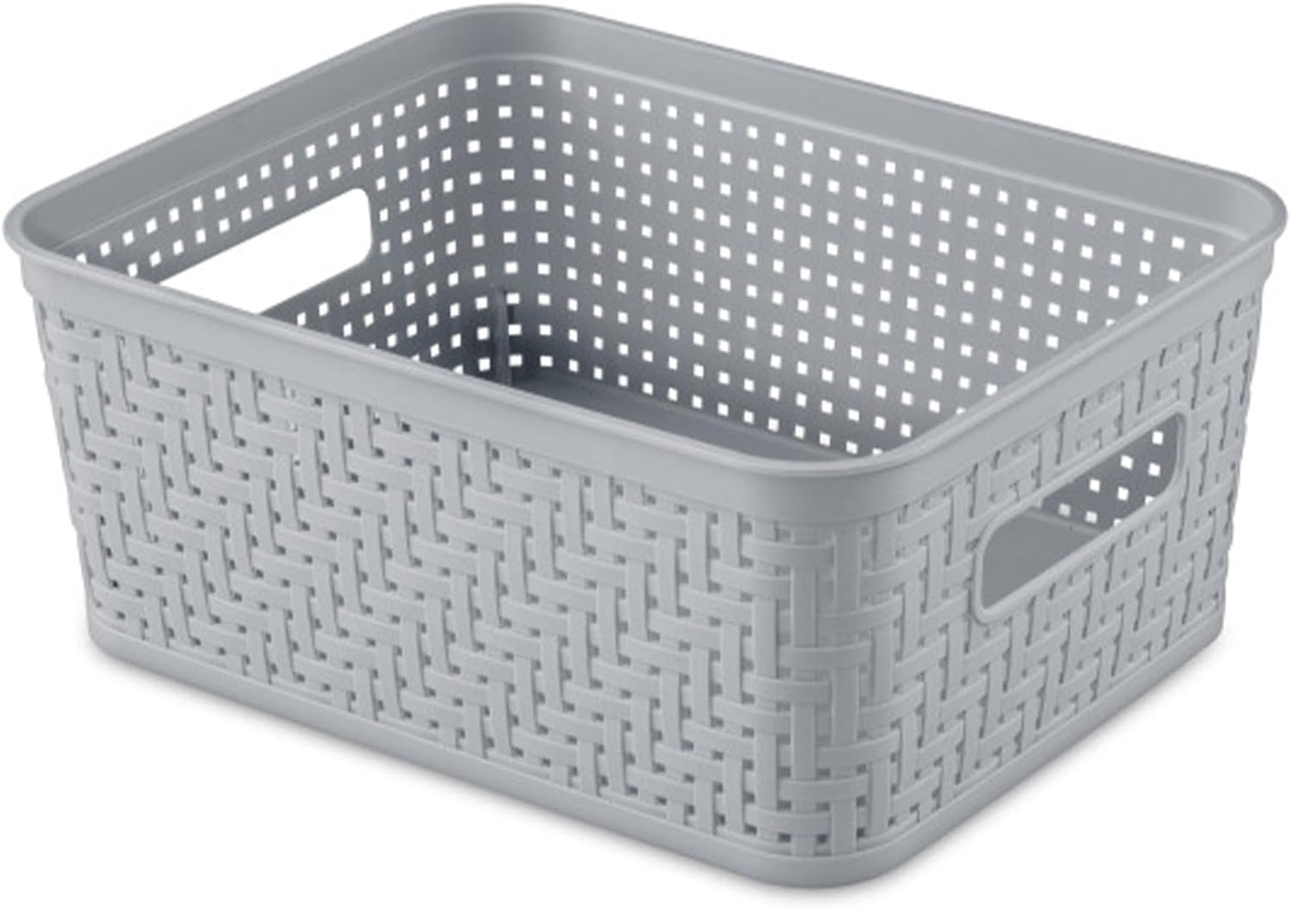 Sterilite 6-Pack Tall Basket, Woven Plastic Storage Baskets for Organization, Cement - Organizing Bin Containers with Handles for Bedroom, Bathroom, Dorm, and Closet