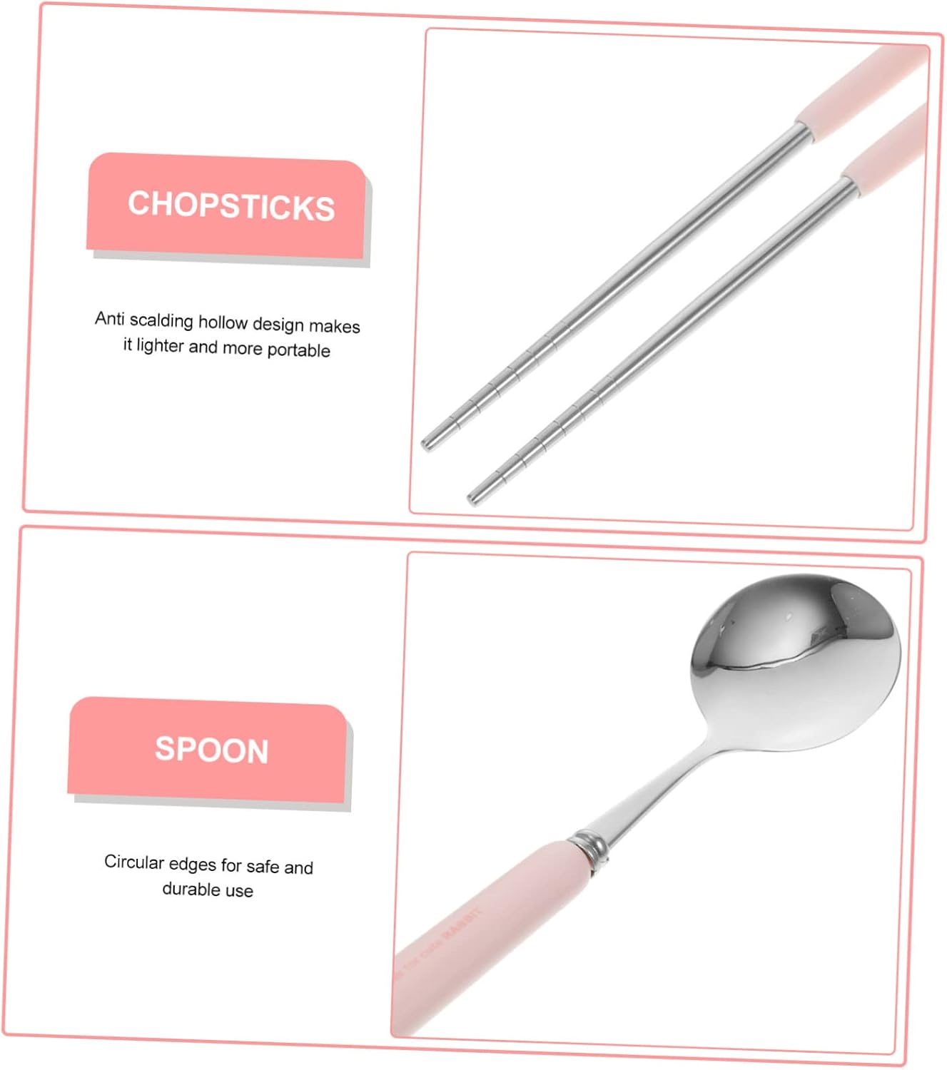 Garneck Portable Cutlery Set for Boys and Girls Lunch Box Utensils Spoon Chopsticks Reusable Silverware Set Case Travel Silverware Stainless Steel