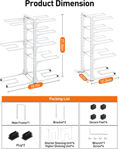 ORDORA Pots and Pans Organizer Under Cabinet 16.6", 8-Tier Adjustable Rack