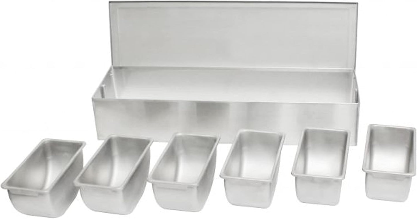 TrueCraftware- 5 Compartment Stainless Steel Condiment Bar (Open Bottom)- Condiment Dispenser Serving Container Garnish Tray Bar Caddy Condiment Server Caddy Garnish Holder for Home Work Restaurant