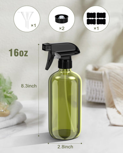 Bontip Glass Spray Bottle 16 oz for Cleaning, Plants (2 Pack, Amber)