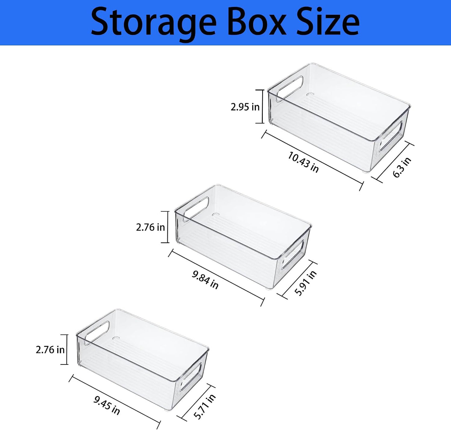 Refrigerator Organizer Bins 12 Pack Stackable Fridge Organizers with Handles Clear Freezer Storage Containers for Pantry, Cabinets,Shelves, Drawer – BPA-Free Plastic Kitchen Organizers