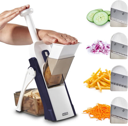 Dash Safe Slice® Mandoline - Compact, Foldable Food Slicer - Slice, Dice, Julienne & More - Perfect for Quick Food Prep - Recipe Guide Included - Cool Grey