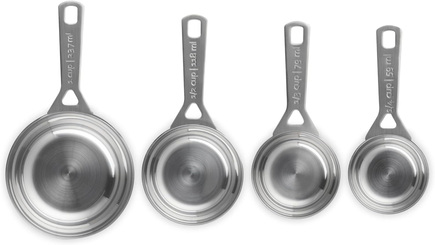 Le Creuset Stainless Steel Measuring Cups, Set of 4 | Set includes: 1/4, 1/3, 1/2, and 1 cups