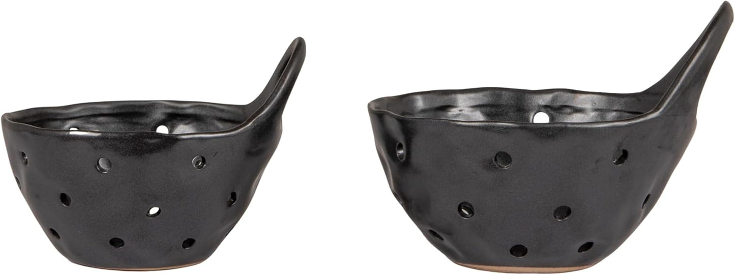 Creative Co-Op Stoneware Colanders with Handles, Set of 2