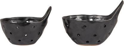 Creative Co-Op Stoneware Colanders with Handles, Set of 2