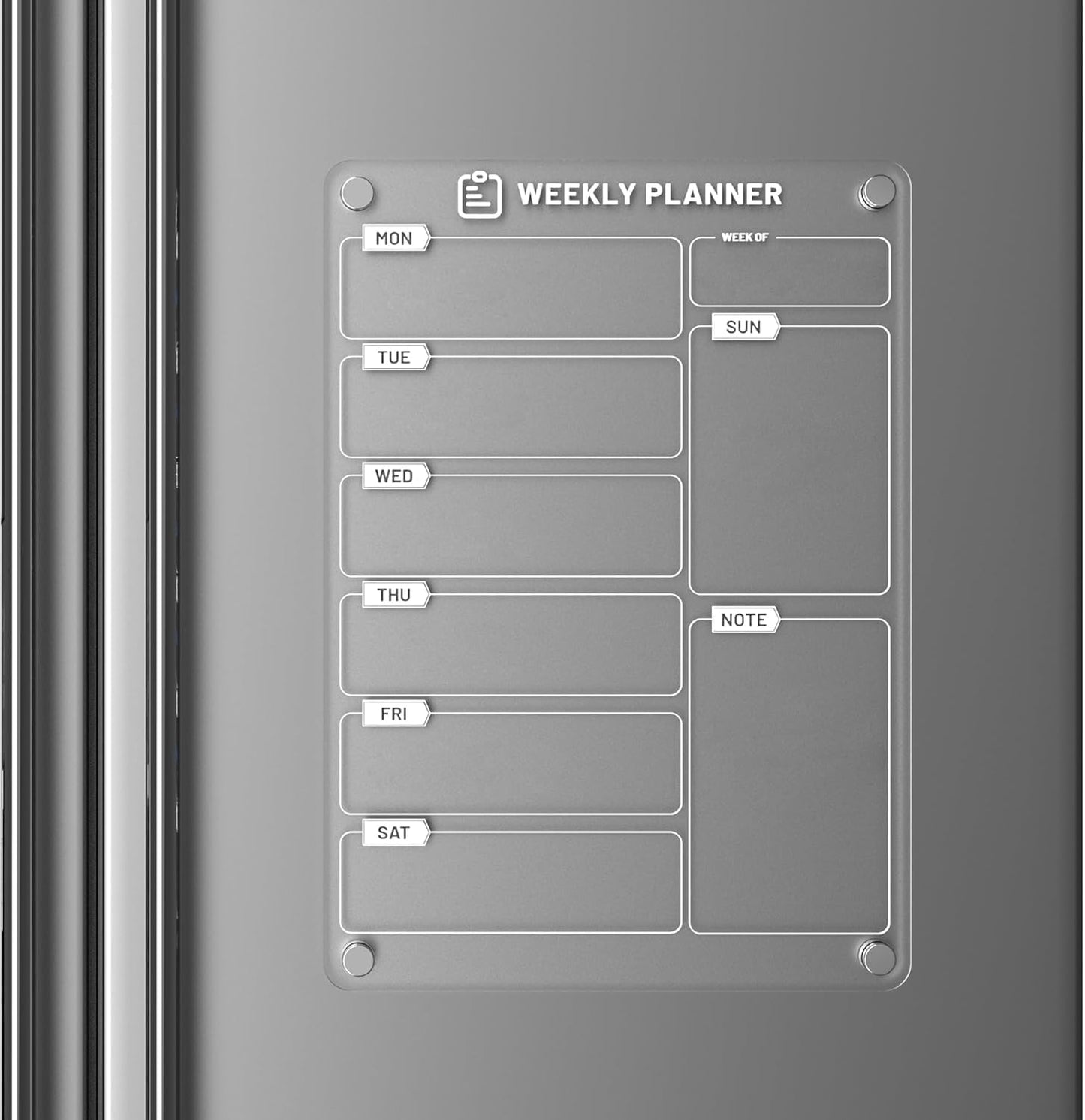 Magnetic Meal Planner for Kitchen Fridge Clear Weekly Calendar Menu Board to Do List, Shopping List and Chore Chart - 7.9" x 11.8"