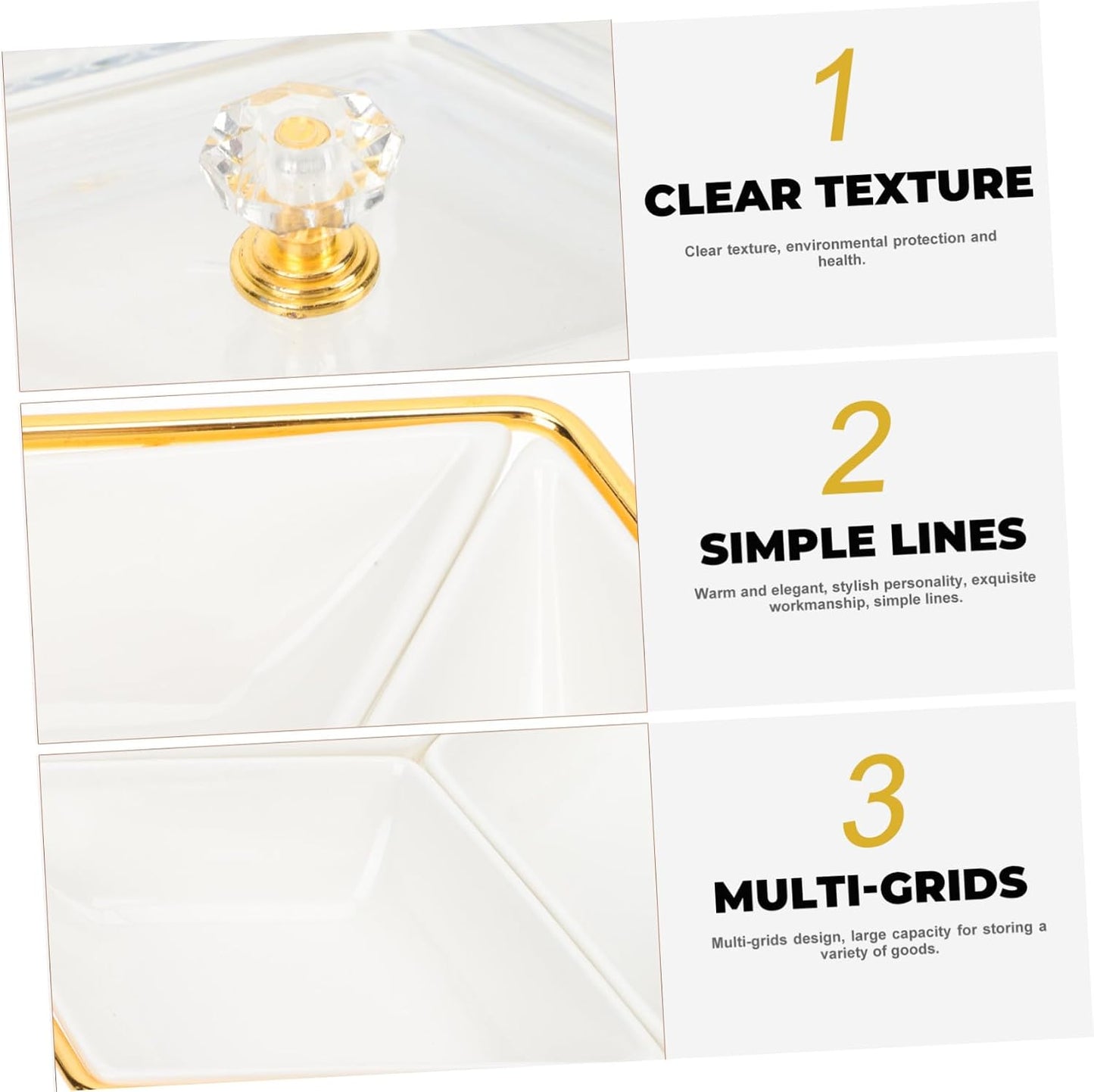 Diamond Platter - Multi-Grids Snack Tray for Dried Fruits Cookies and Candies - Ideal for Kitchen Dining Picnics and Gatherings
