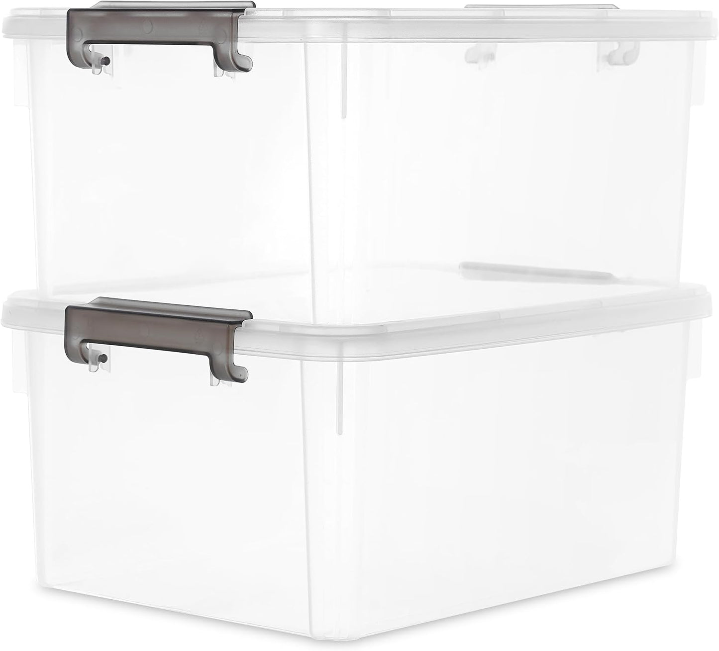 Citylife 32 QT Plastic Storage Bins with Latching Lids Stackable Storage Containers for Organizing Large Clear Storage Box for Garage, Closet, Kitchen, 4 Packs