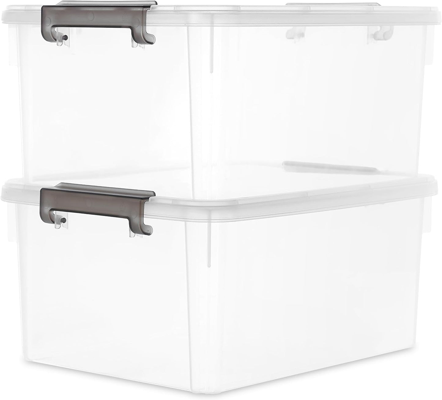 Citylife 32 QT Plastic Storage Bins with Latching Lids Stackable Storage Containers for Organizing Large Clear Storage Box for Garage, Closet, Kitchen, 4 Packs