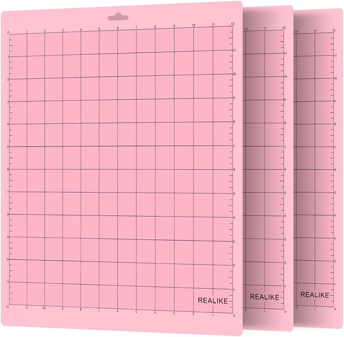 REALIKE 12x12 Light Cutting Mat Compatible with Cricut Maker 3/Maker 4/Maker/Explore 3/4/Air 2/Air/One(3 Mats), Gridded Adhesive Non-Slip Cut Mat for Crafts, Quilting, Sewing and All Arts