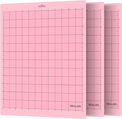 REALIKE 12x12 Light Cutting Mat Compatible with Cricut Maker 3/Maker 4/Maker/Explore 3/4/Air 2/Air/One(3 Mats), Gridded Adhesive Non-Slip Cut Mat for Crafts, Quilting, Sewing and All Arts