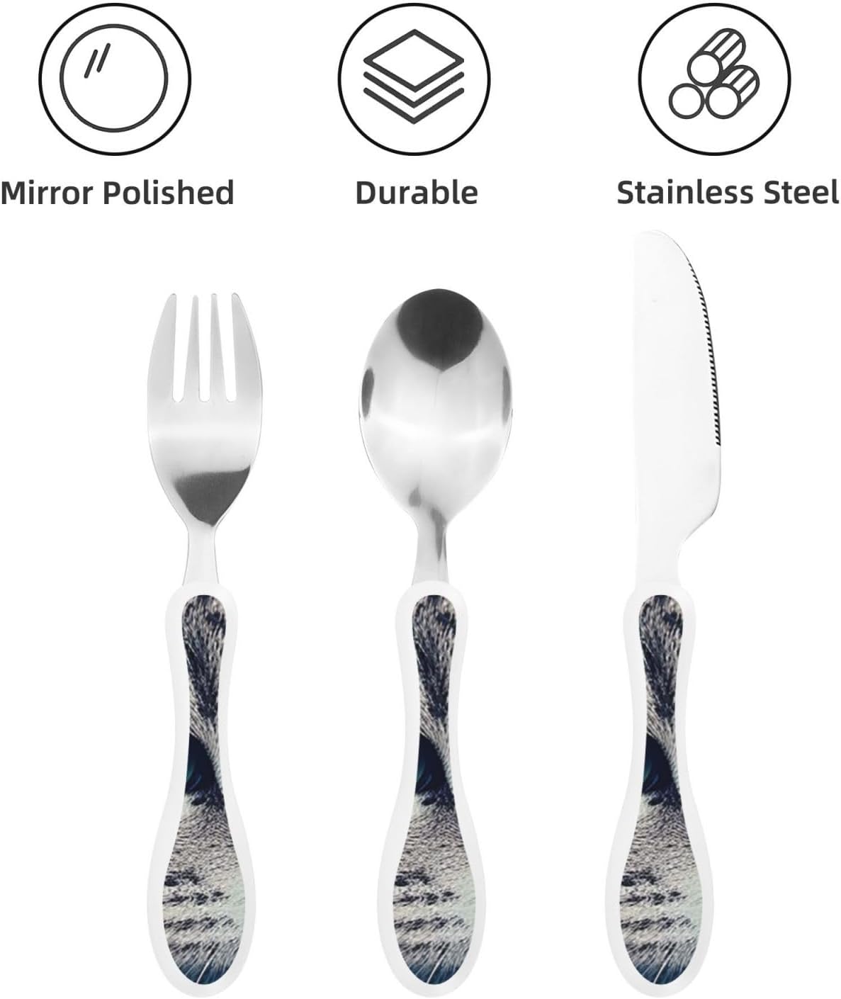 3-Piece Kids Silverware Set With Storage Case, Stainless Steel Reusable Children Safe Knife Spoon Fork Set Astronaut Cat Fish Children Flatware Set For Kids Lunch Box