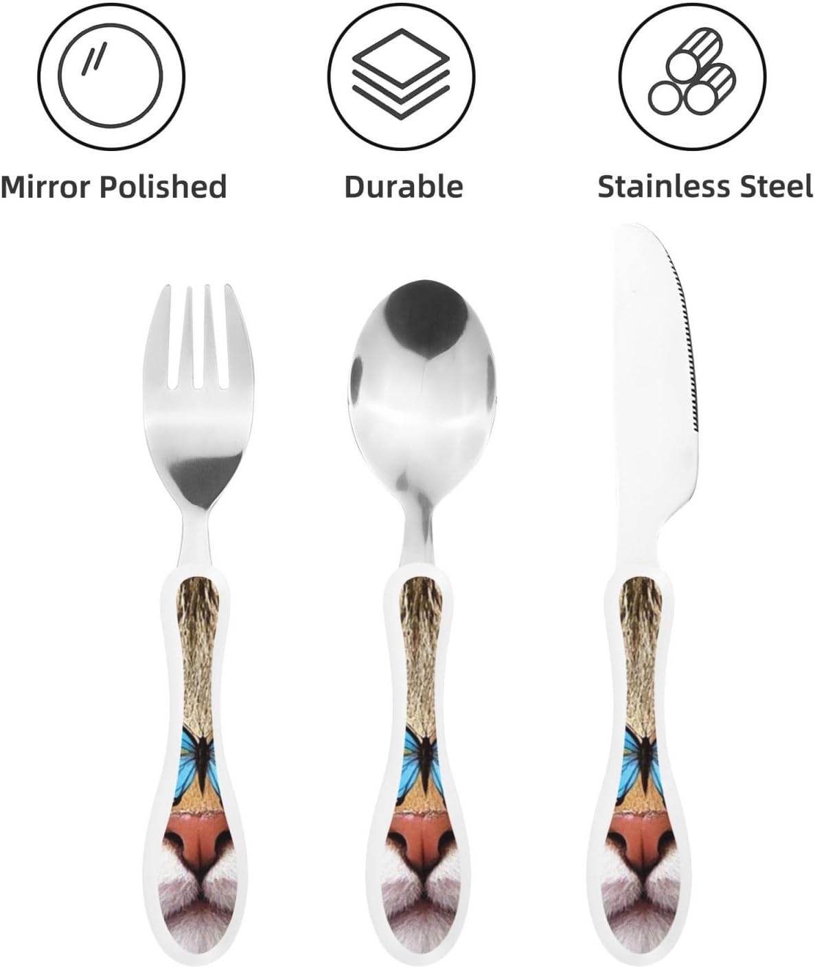 3-Piece Kids Silverware Set With Storage Case, Stainless Steel Reusable Children Safe Knife Spoon Fork Set Classic Cocktail Children Flatware Set For Kids Lunch Box