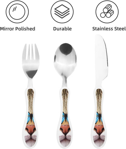 3-Piece Kids Silverware Set With Storage Case, Stainless Steel Reusable Children Safe Knife Spoon Fork Set Classic Cocktail Children Flatware Set For Kids Lunch Box