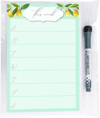 Dry Erase Weekly Calendar Planner Sticker Decal | Removable & Reusable | Magnetic Fine-Tip Marker Included (6 x 9 inches, White)