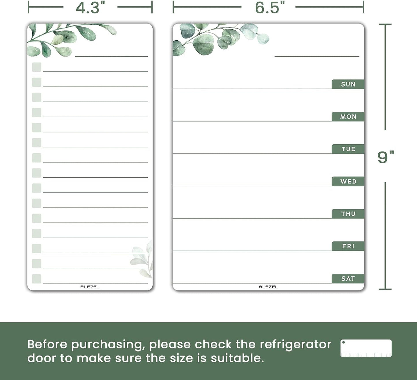 ALEZEL Weekly Dry Erase Board for Fridge, Magnetic Meal Planner Whiteboard Set - Includes Weekly Calendar for Refrigerator & 2 to Do List White Boards, 3 Markers + Eraser
