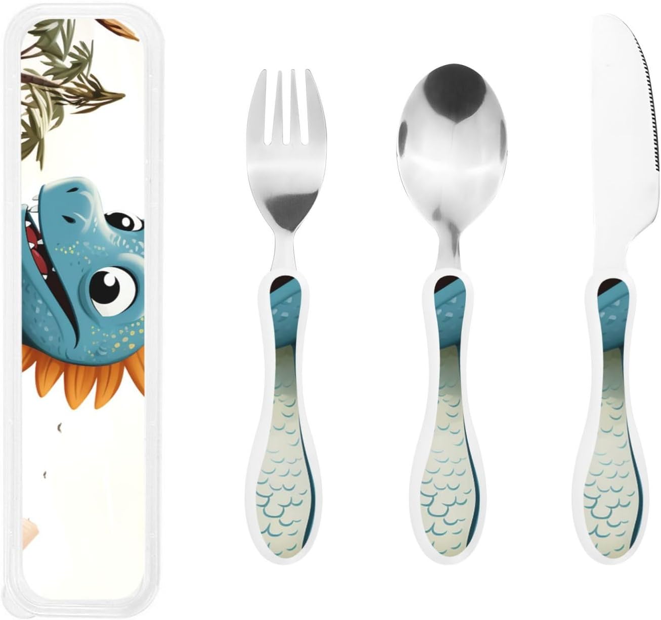 3-Piece Kids Silverware Set With Storage Case, Stainless Steel Reusable Children Safe Knife Spoon Fork Set African Animals Children Flatware Set For Kids Lunch Box