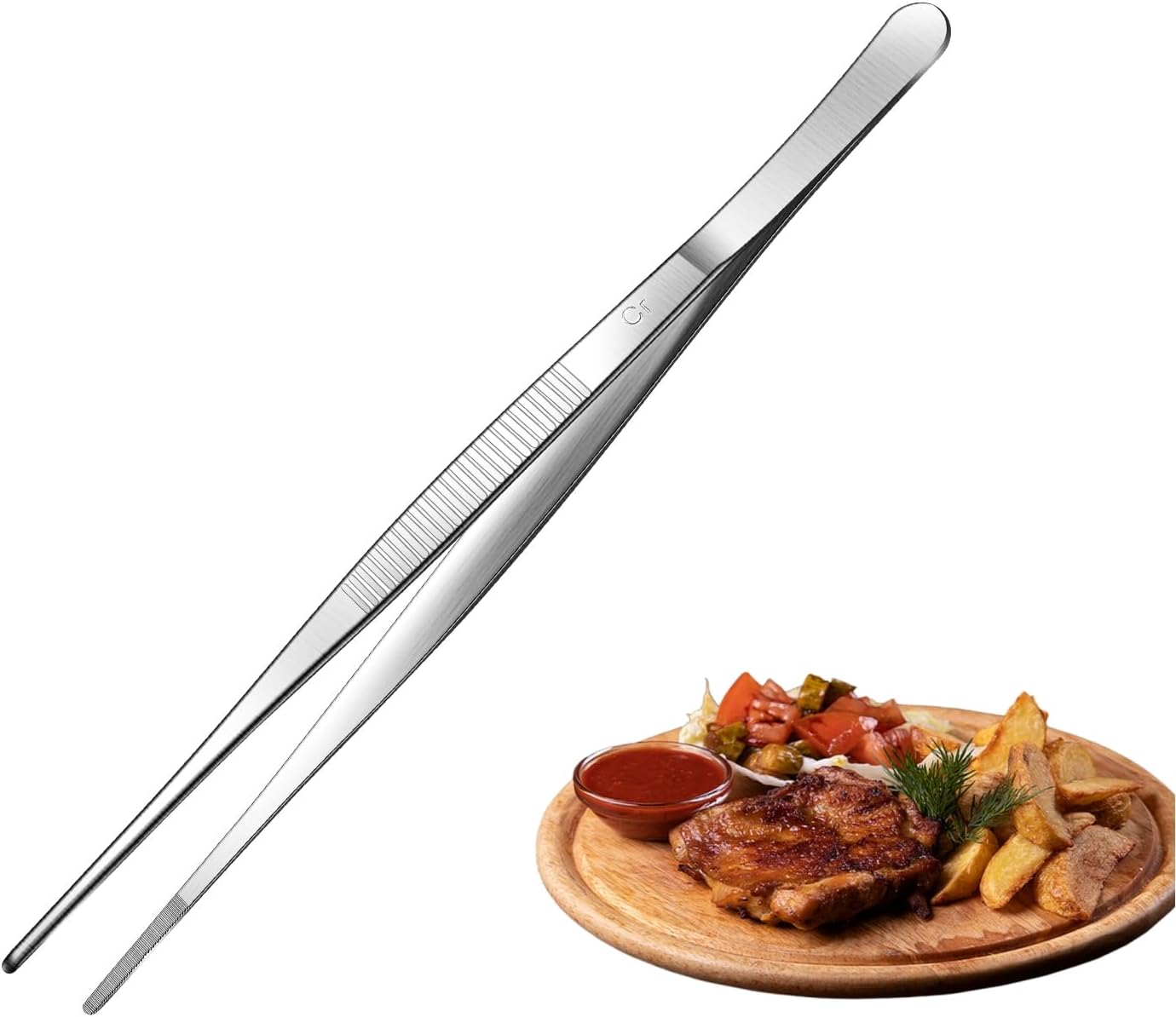Aniso 6 Inches Stainless Steel garden tweezers | Precision Serrated, Non-slip handle For Hand-Made，succulent，Pick up an ice cube Kitchen and Dining Room