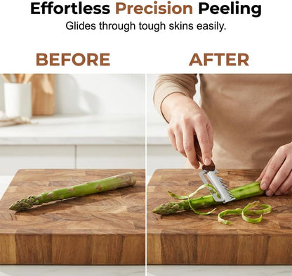 Multi-Functional Vegetable Peeler for Kitchen,3-in-1 Stainless Steel Peeler With Wooden Handle & Bottle Opener &Scallion shredder,Kitchen Gadgets For Fruit Pumpkin Peeling Potato Carrot Peeler