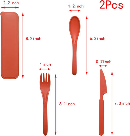 Lilaly 2 Sets Reusable Utensils, Utensil Sets for Lunch Box, Travel Utensil Set, Portable Silverware Set with Case, Reusable Utensils for Lunch Box(Black)