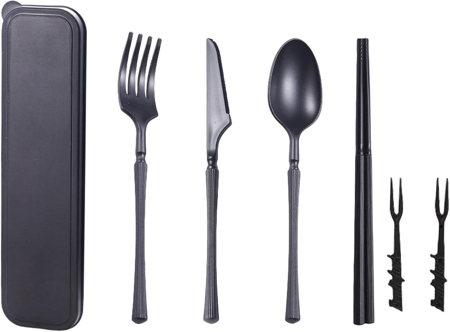 1 Set Large Reusable Travel Utensils Set with Case, Camping Cutlery for Office, Lunch, Dorm & Daily Work Use, Includes Spoon, Knife & Fork((Pink)