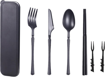 1 Set Large Reusable Travel Utensils Set with Case, Camping Cutlery for Office, Lunch, Dorm & Daily Work Use, Includes Spoon, Knife & Fork((Pink)